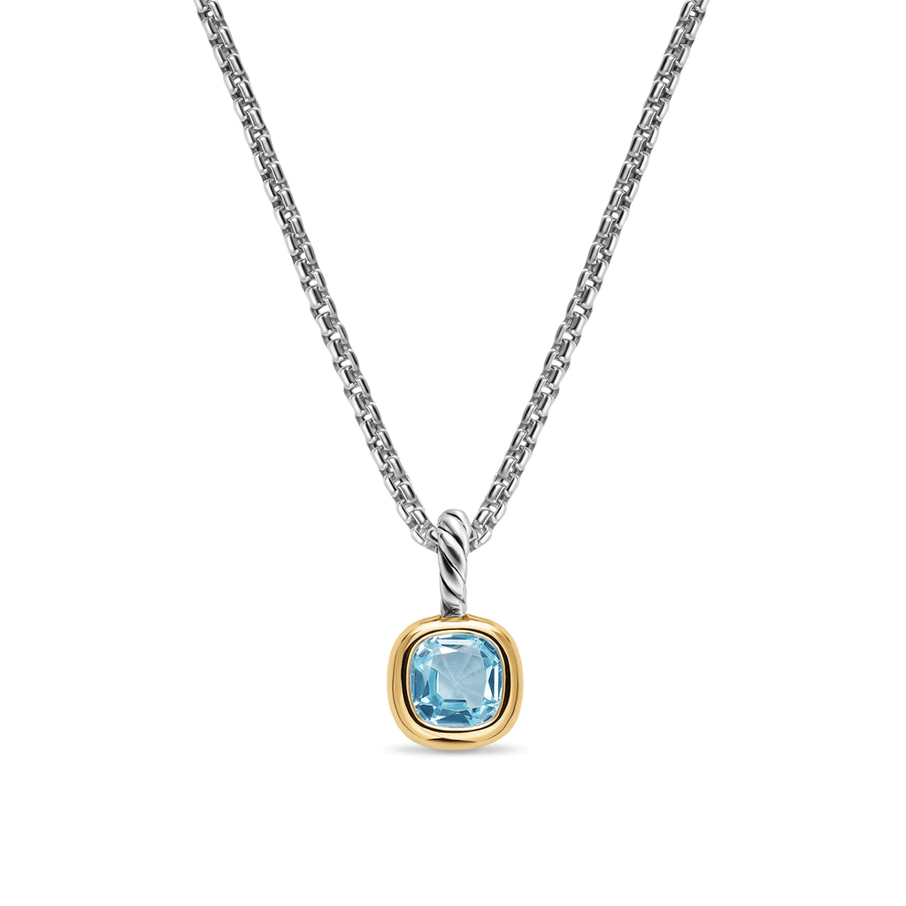 David Yurman Sterling Silver with 14K Yellow Gold and Sky Blue Topaz, 5.5mm Amulet