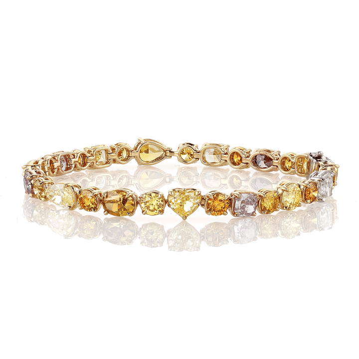 Private Reserve 18k Gold and Fancy Color Diamonds 13.62 Total Weight Bracelet