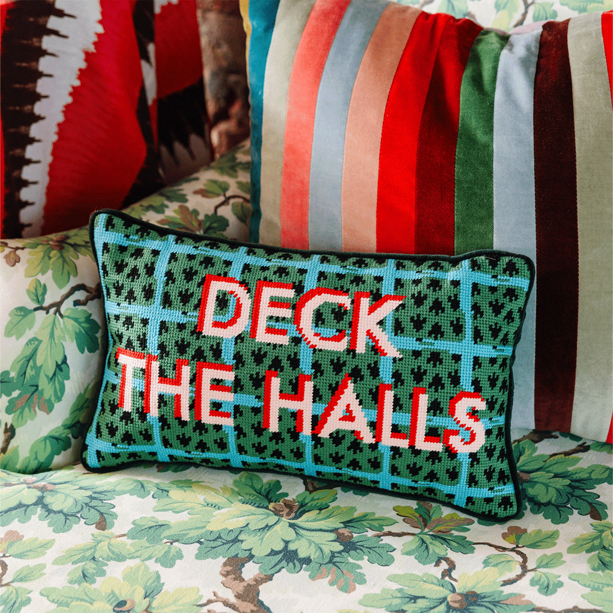 Deck The Halls Needlepoint Pillow