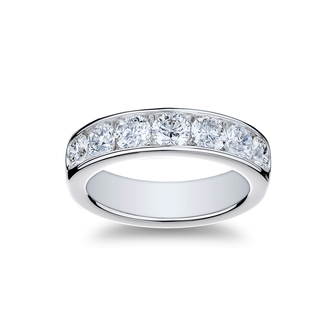 18k White Gold and 1.75 Total Weight Diamond Channel Set Band