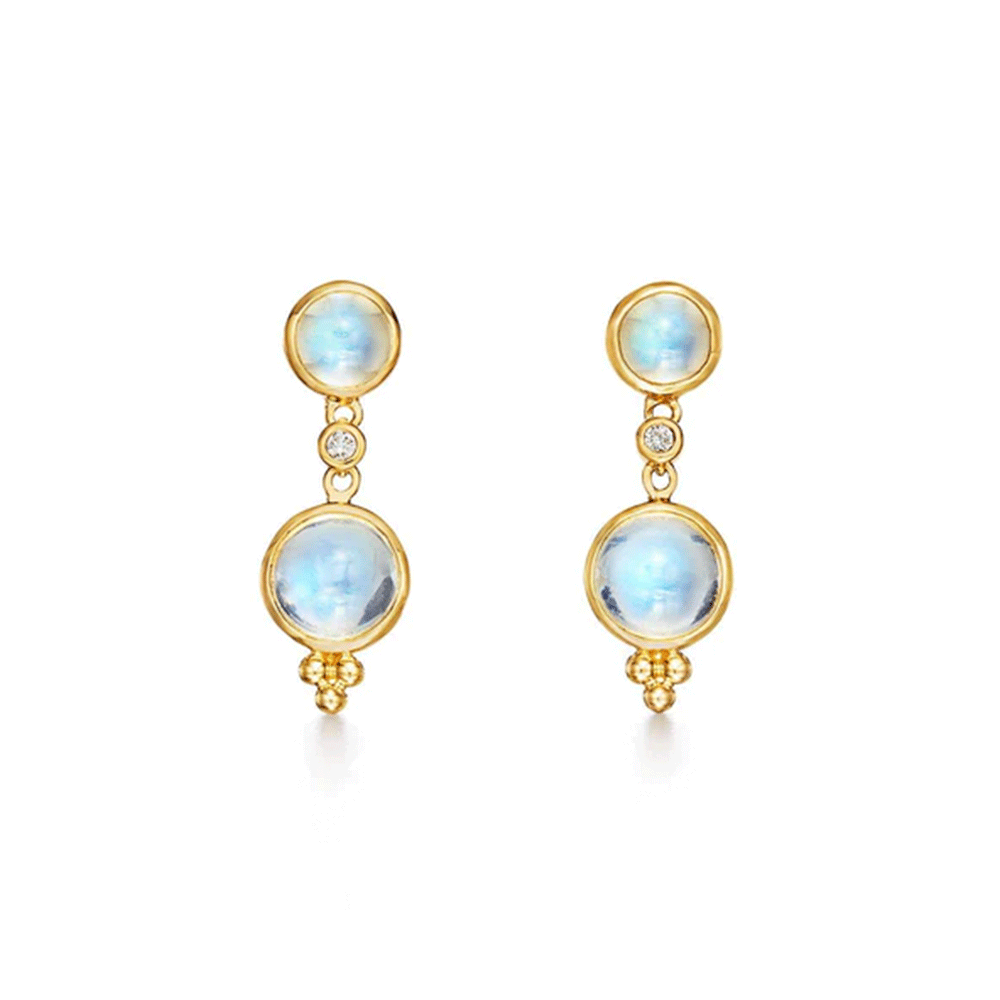Temple St. Clair 18k Gold and Blue Moonstone Drop Earrings