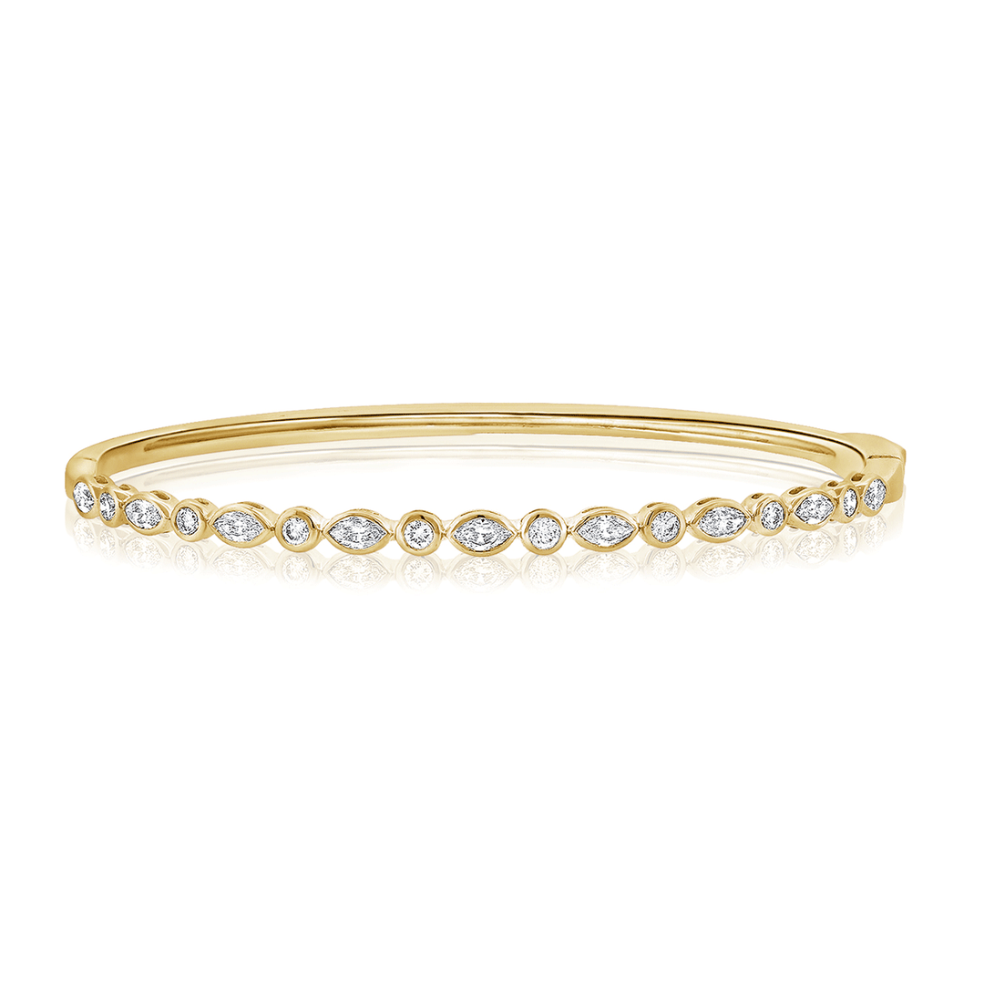 14k Yellow Gold and 0.35 Total Weight Diamond Bangle