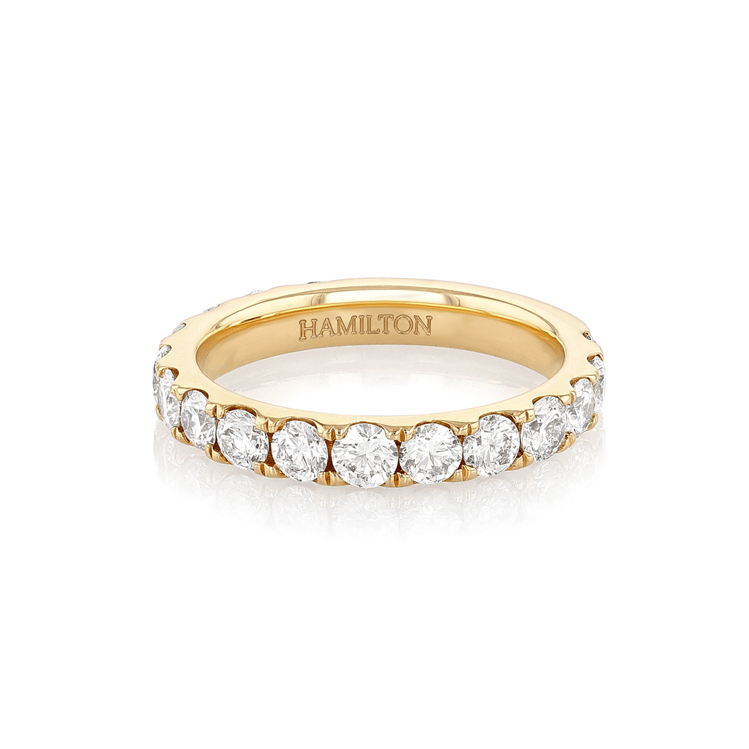 Hamilton Lisette Collection 18k Yellow Gold and 1.41 Total Weight Diamond 3/4 Way Around Band