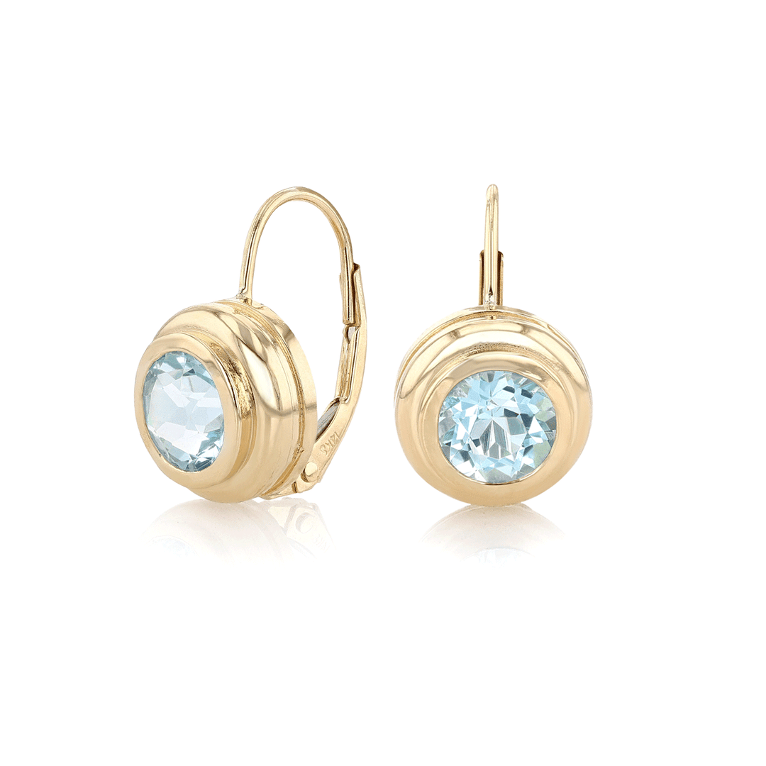Hamilton Lisette Collection 14k Yellow Gold and 2.60 Total Weight Blue Topaz Bezel Earrings
