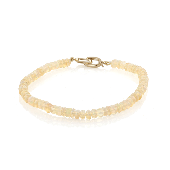 14k Yellow Gold and Opal Facet Beads Bracelet