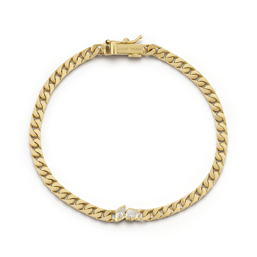 Jade Trau 18k Yellow Gold Posey Diamond Curb Bracelet