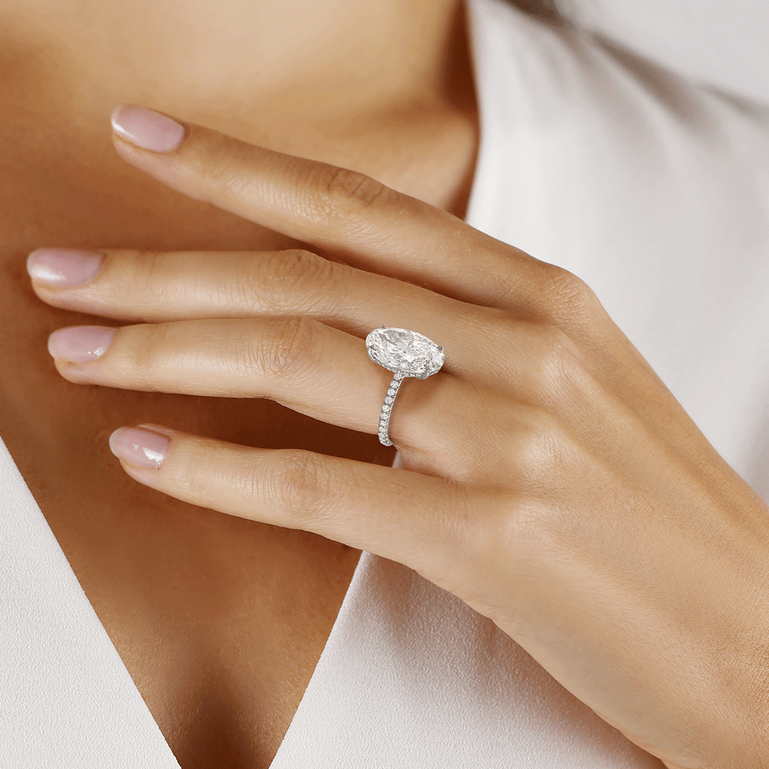 The Hamilton Silhouette Origin Platinum and 6.42 Total Weight Oval Diamond Engagement Ring