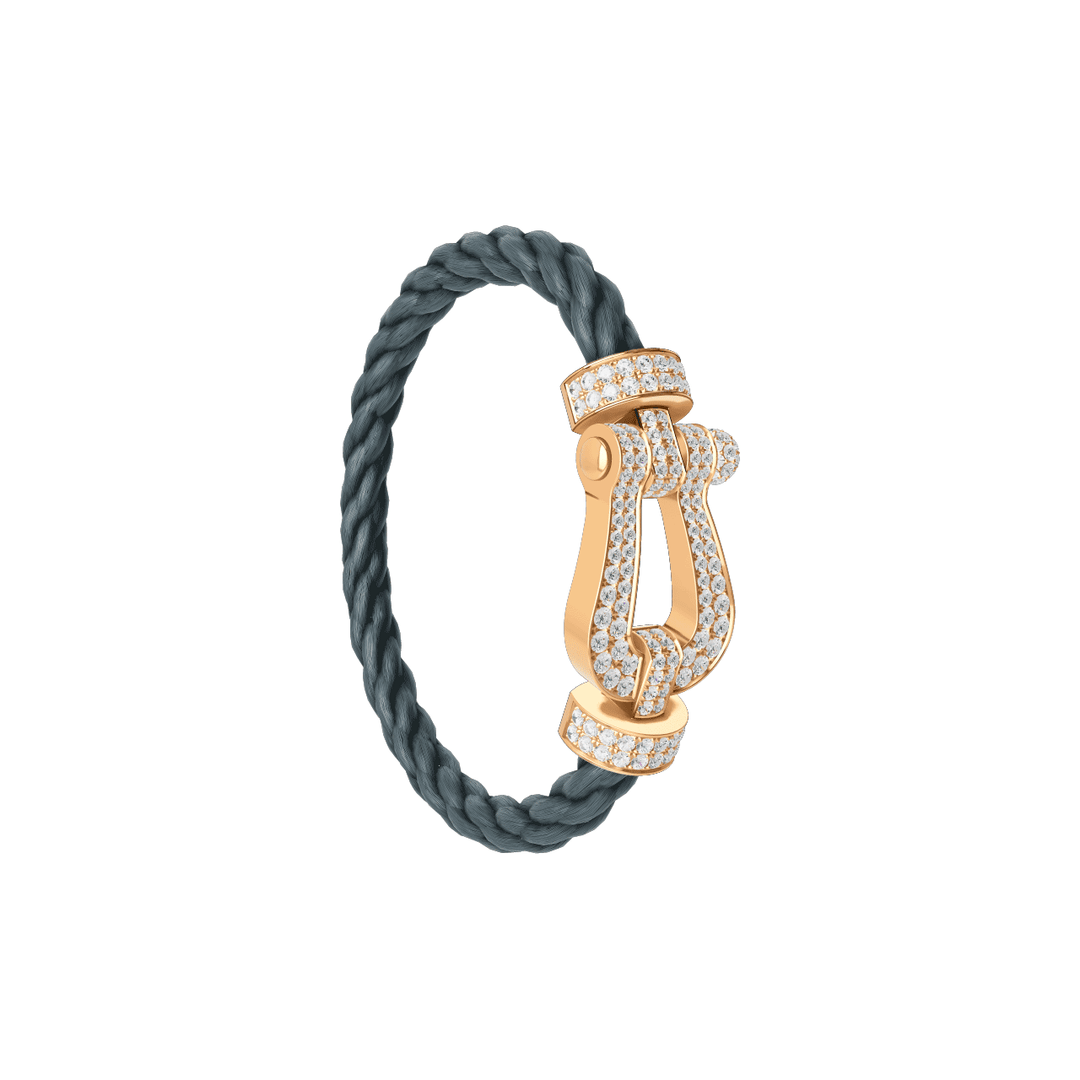 FRED Force 10 Storm Grey Cable with 18k Yellow Gold Extra LG Full Pave Diamond Buckle, Exclusively at Hamilton Jewelers