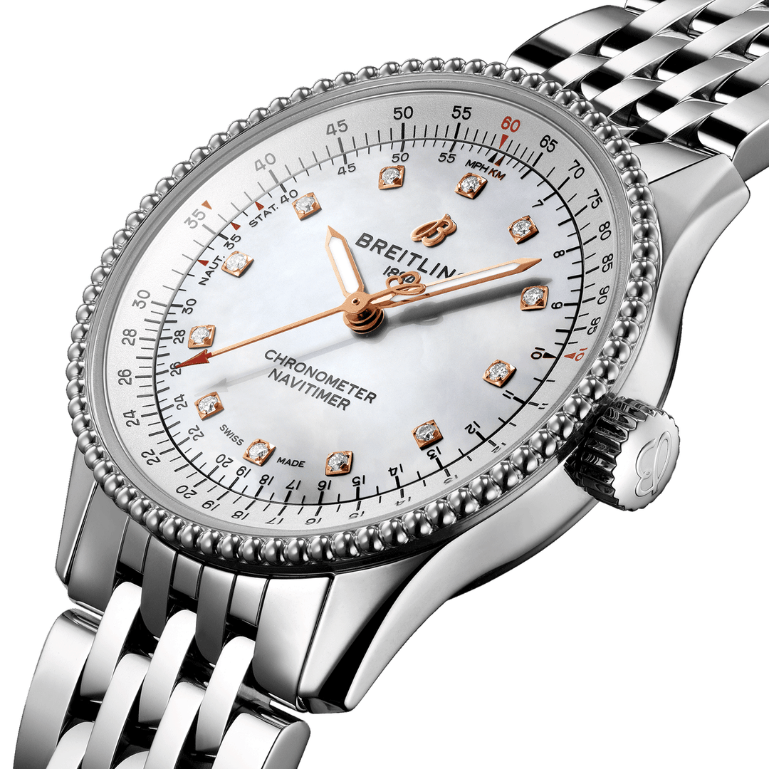 Breitling Navitimer Automatic 35 Steel - Mother-Of-Pearl Diamonds #A17395211A1A1