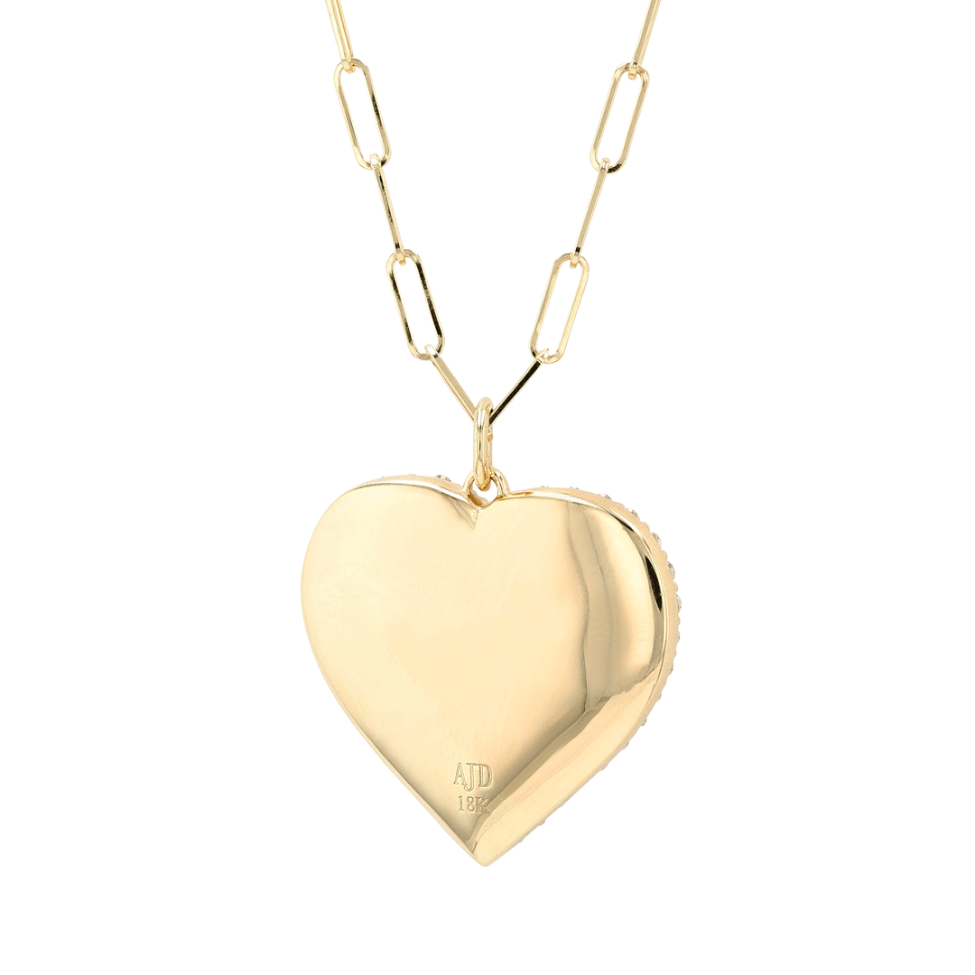 18k Yellow Gold and Diamond .38 Total Weight Heart Pendant