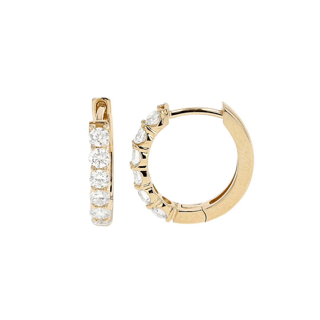 14k Yellow Gold and 1CT Diamond Hoops