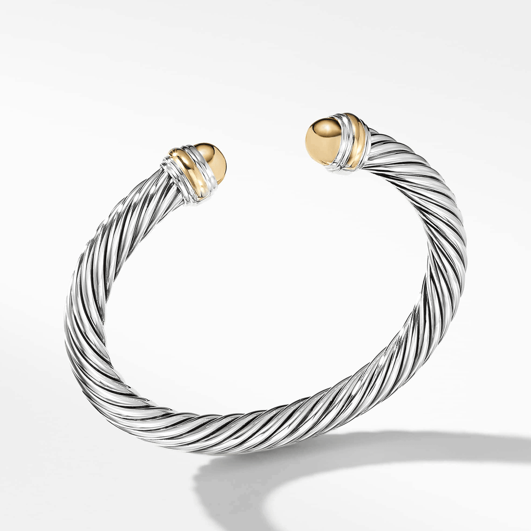 David Yurman Classic Cable Bracelet Sterling Silver with 14k Yellow Gold and Prasiolite, 7mm