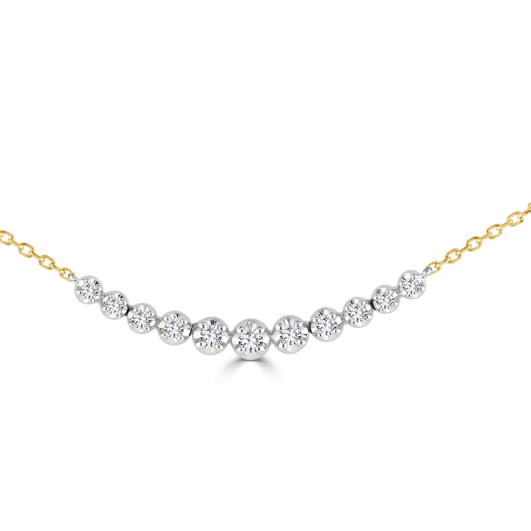 14k Yellow and White Gold Diamond .31 Total Weight Smile Necklace
