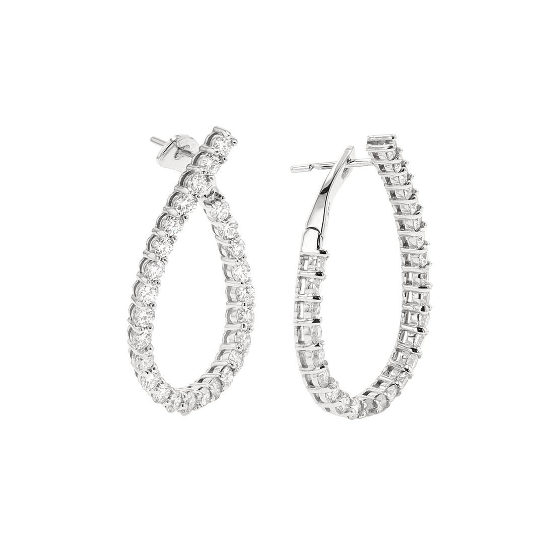 14k Gold and 2.74 Total Weight Diamond Front and Back Hoops