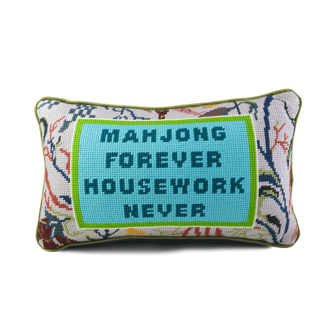 Mahjong Forever Needlepoint Pillow