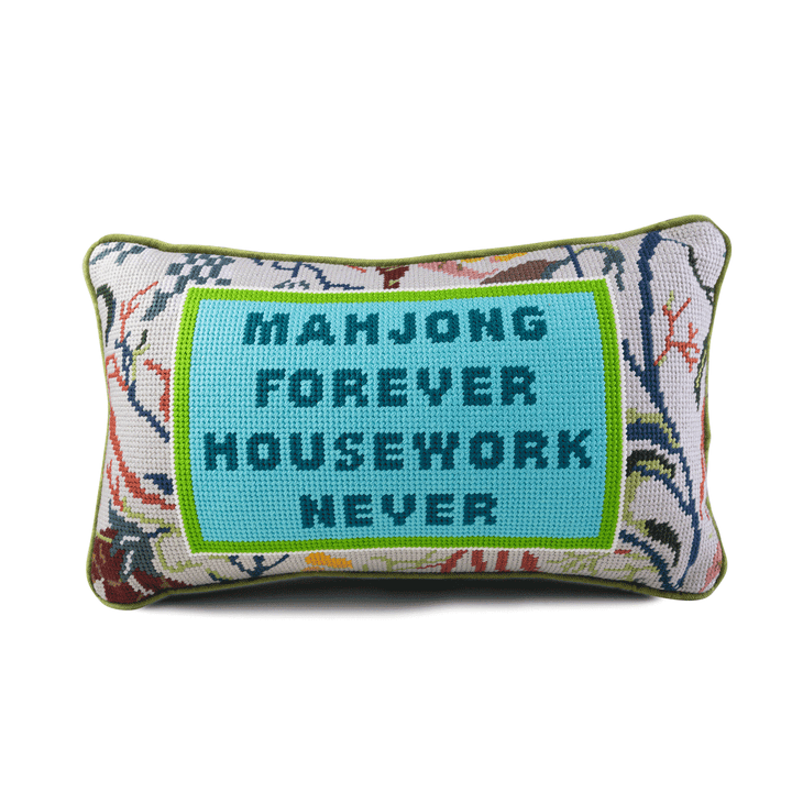 Mahjong Forever Needlepoint Pillow