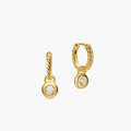David Yurman Petite Cable Huggie Drop Earrings 18K Yellow Gold with Diamonds