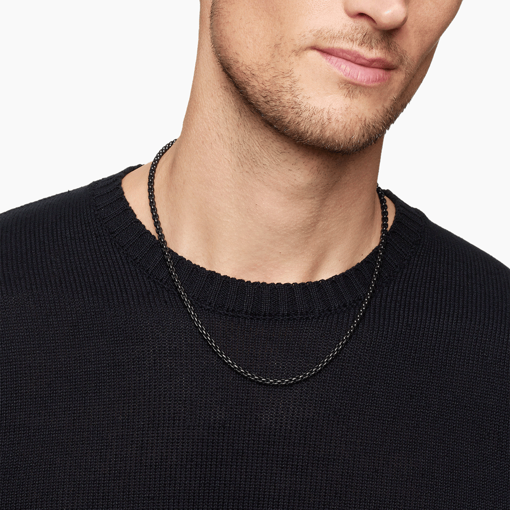 David Yurman Box Chain Necklace with Darkened Stainless Steel