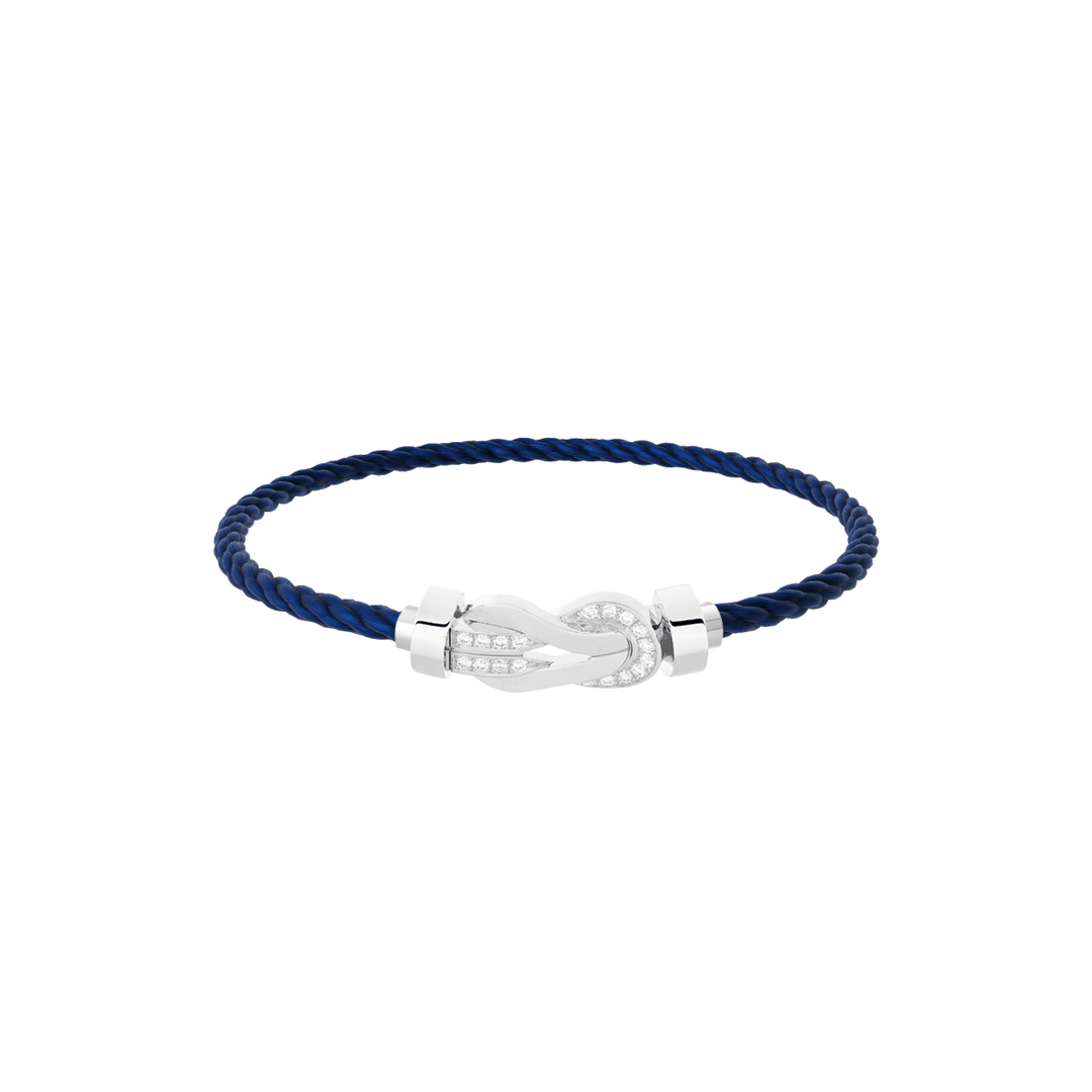 FRED Navy Cord 18k White Gold MD Half Diamond Chance Infinie Buckle, Exclusively at Hamilton Jewelers