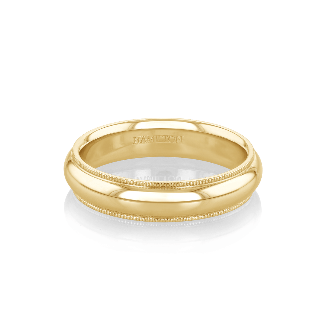 Hamilton Collection 14k Yellow Recycled Gold 5mm Milgrain Comfort Fit Wedding Band