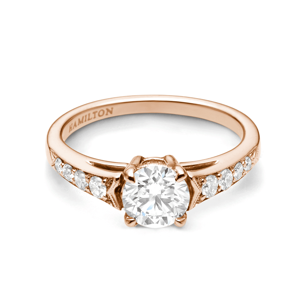 Hamilton 1912 Collection 18k Rose Gold and 0.25 Total Weight  Diamond Engagement Mounting Ring