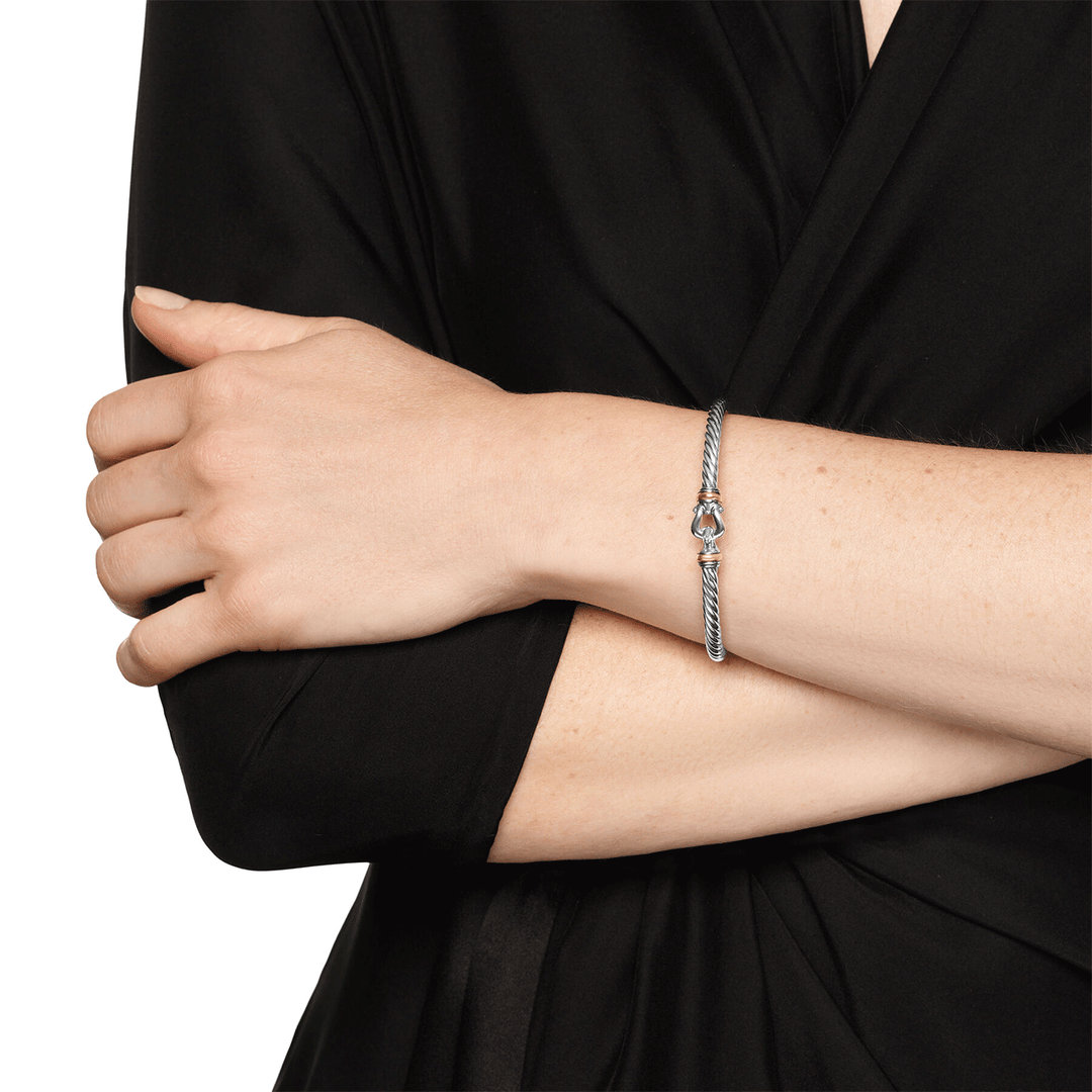 David Yurman Cable Flex® Buckle Bracelet Sterling Silver with 14K Yellow Gold, 4mm