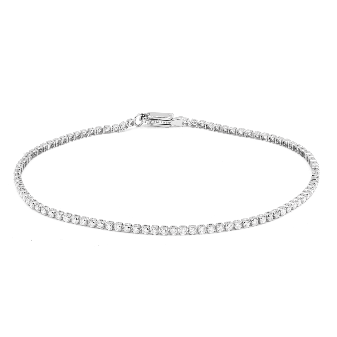 Hamilton Select Collection 14k White Gold and 1.20 Total Weight Natural Micro Diamond Straight Line Bracelet
