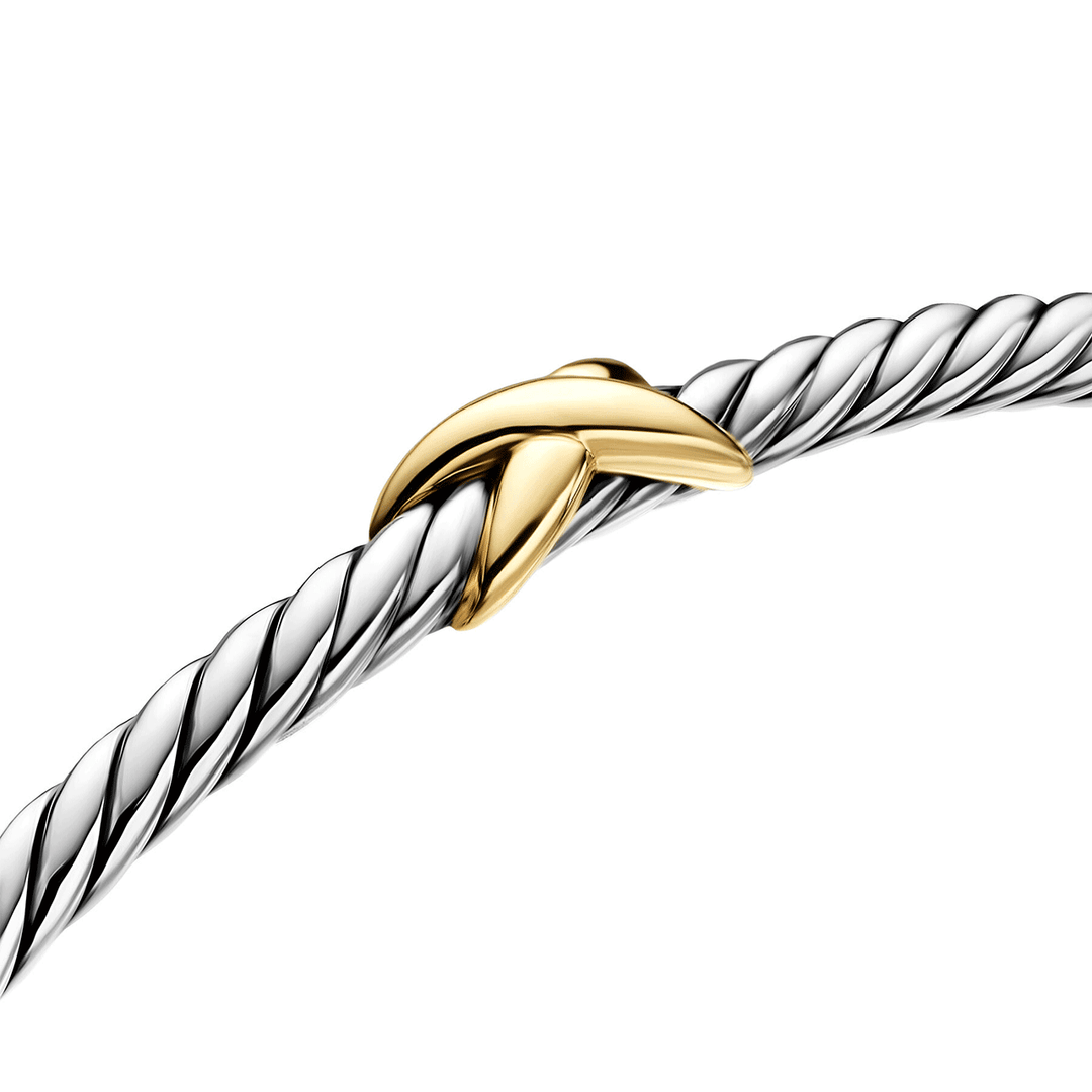 David Yurman Micro Cable Flex X Bracelet Sterling Silver with 14k Yellow Gold, 2.6mm