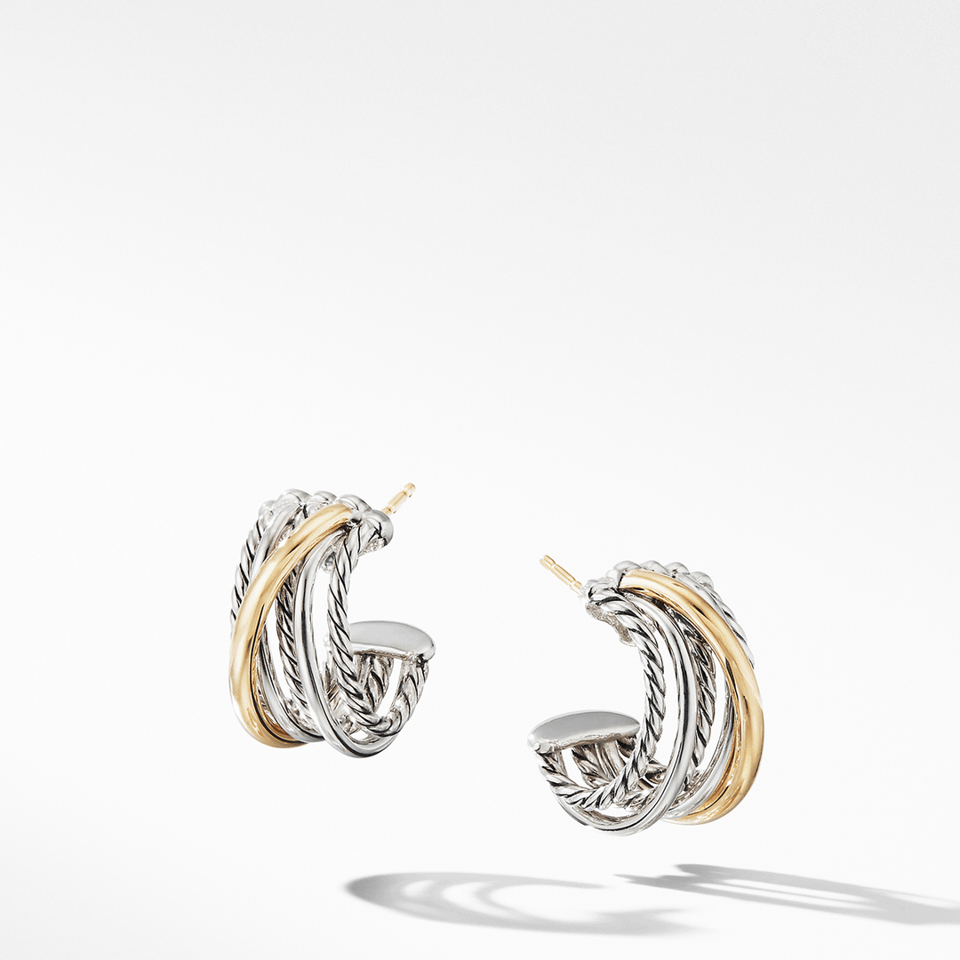 David Yurman The Crossover Collection Huggie Hoop Earrings with 18k Yellow Gold