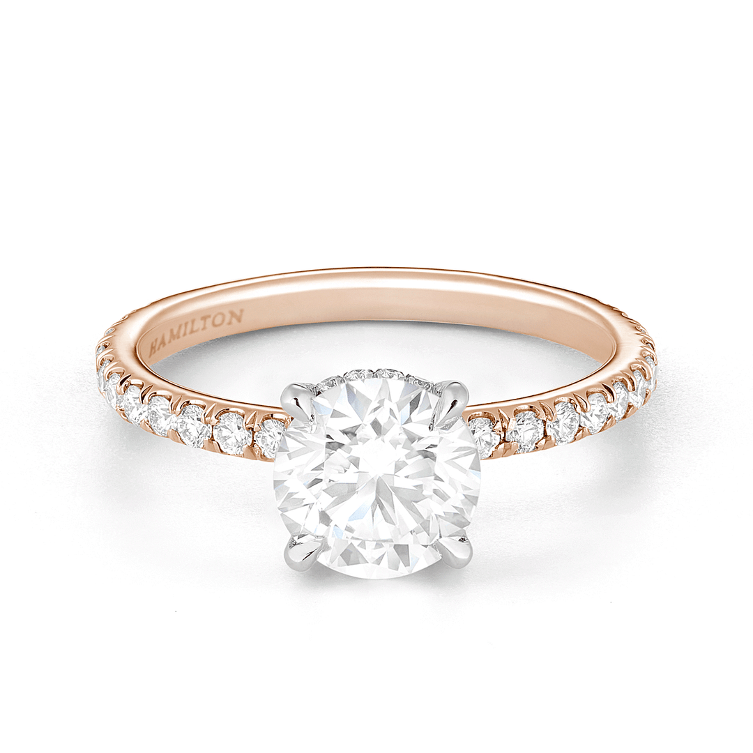 Hamilton Silhouette Collection Platinum 18k Rose Gold and Diamond Mounting Ring