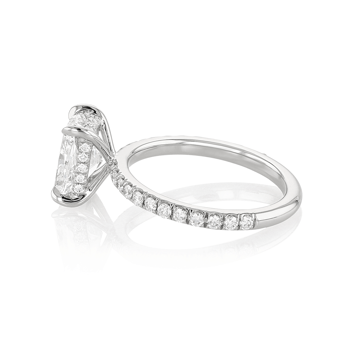 Hamilton Silhouette Collection Platinum and 2.01 Total Weight Cushion Cut Diamond Engagement Ring