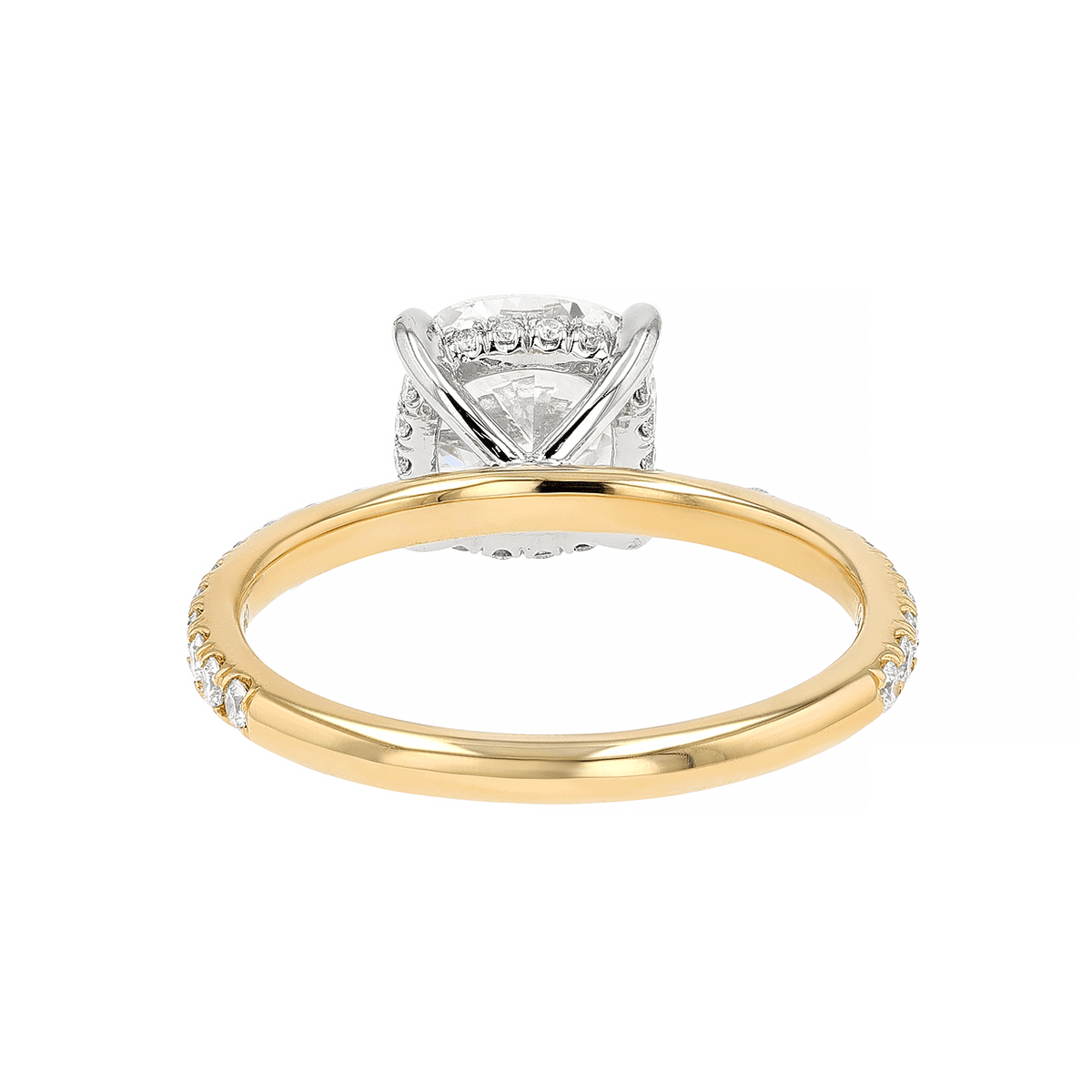 Hamilton Silhouette Collection Platinum 18k Yellow Gold and 2.21 Total Weight Cushion Cut Diamond Engagement Ring