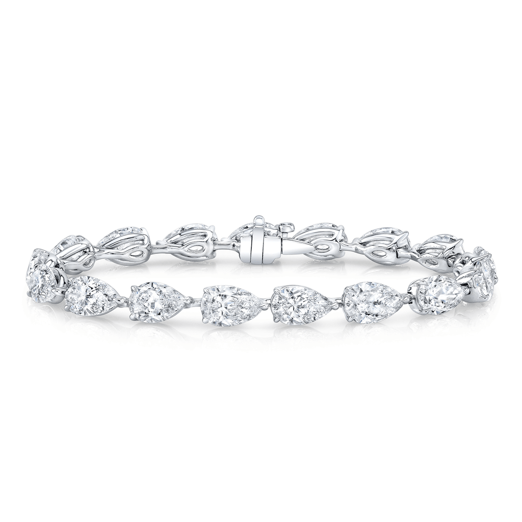 Hamilton Line Collection 18k White Gold and 8.05 Total Weight Pear Shape Natural Diamond Line Bracelet