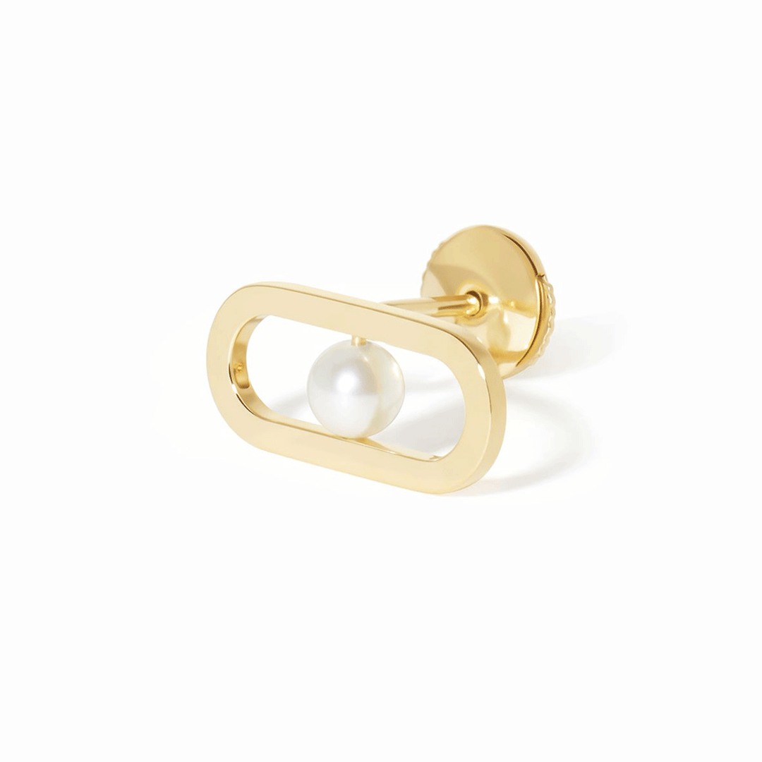 Dinh Van Maillon 18k Yellow Gold and Pearl Solo Earring