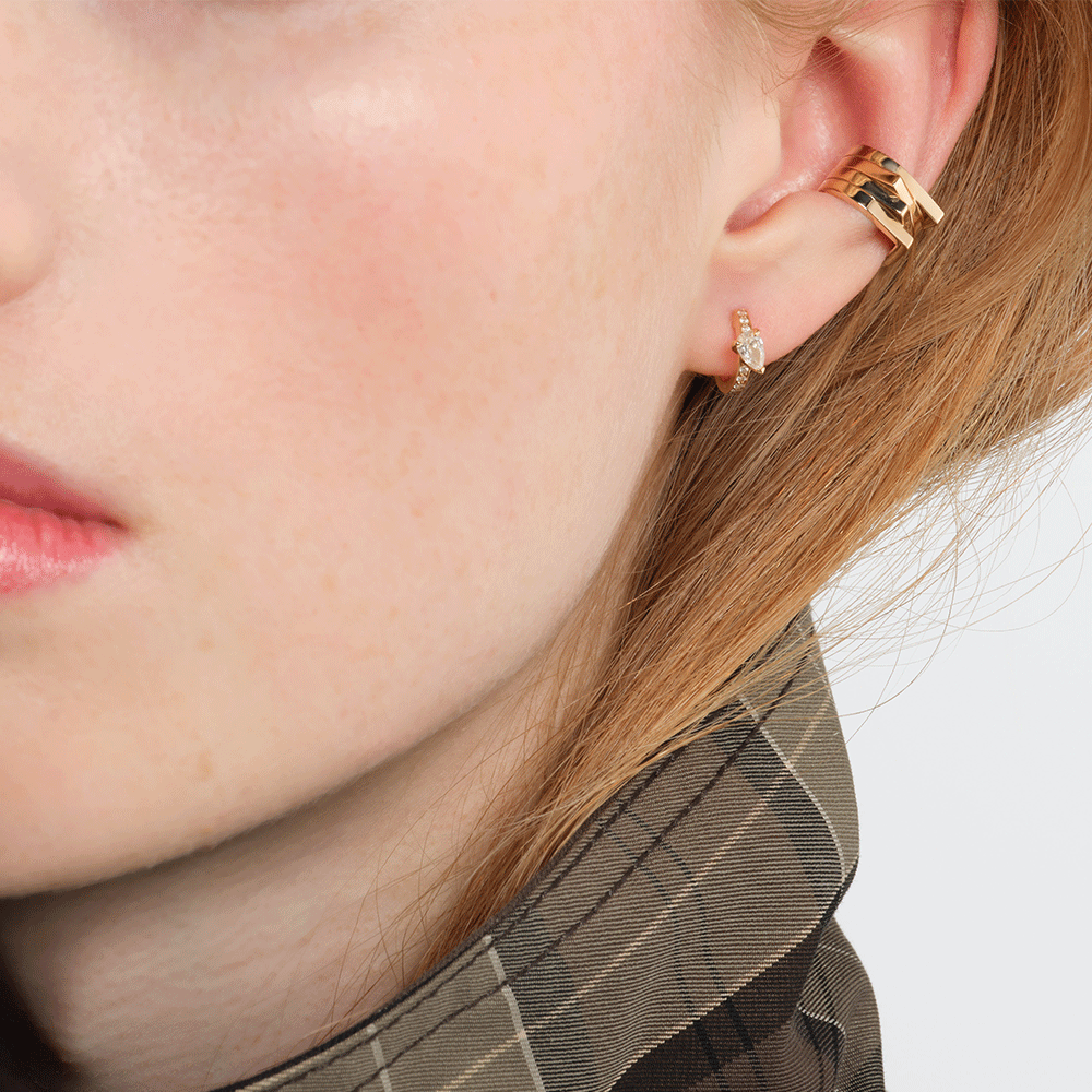 Serti Sur Vide 18k Rose Gold and Diamond Earrings