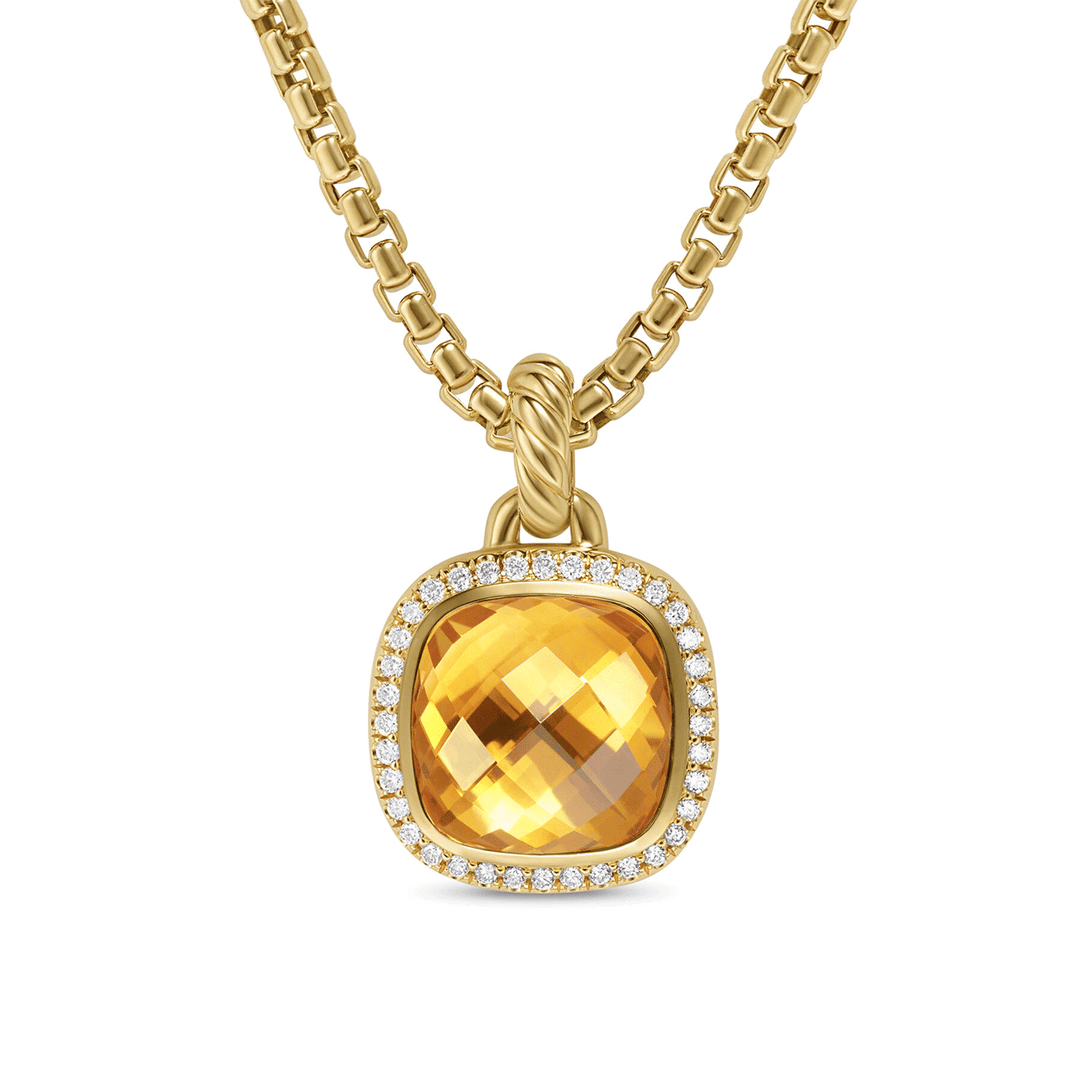 David Yurman Albion® Pendant 18K Yellow Gold with Citrine and Diamonds, 11mm