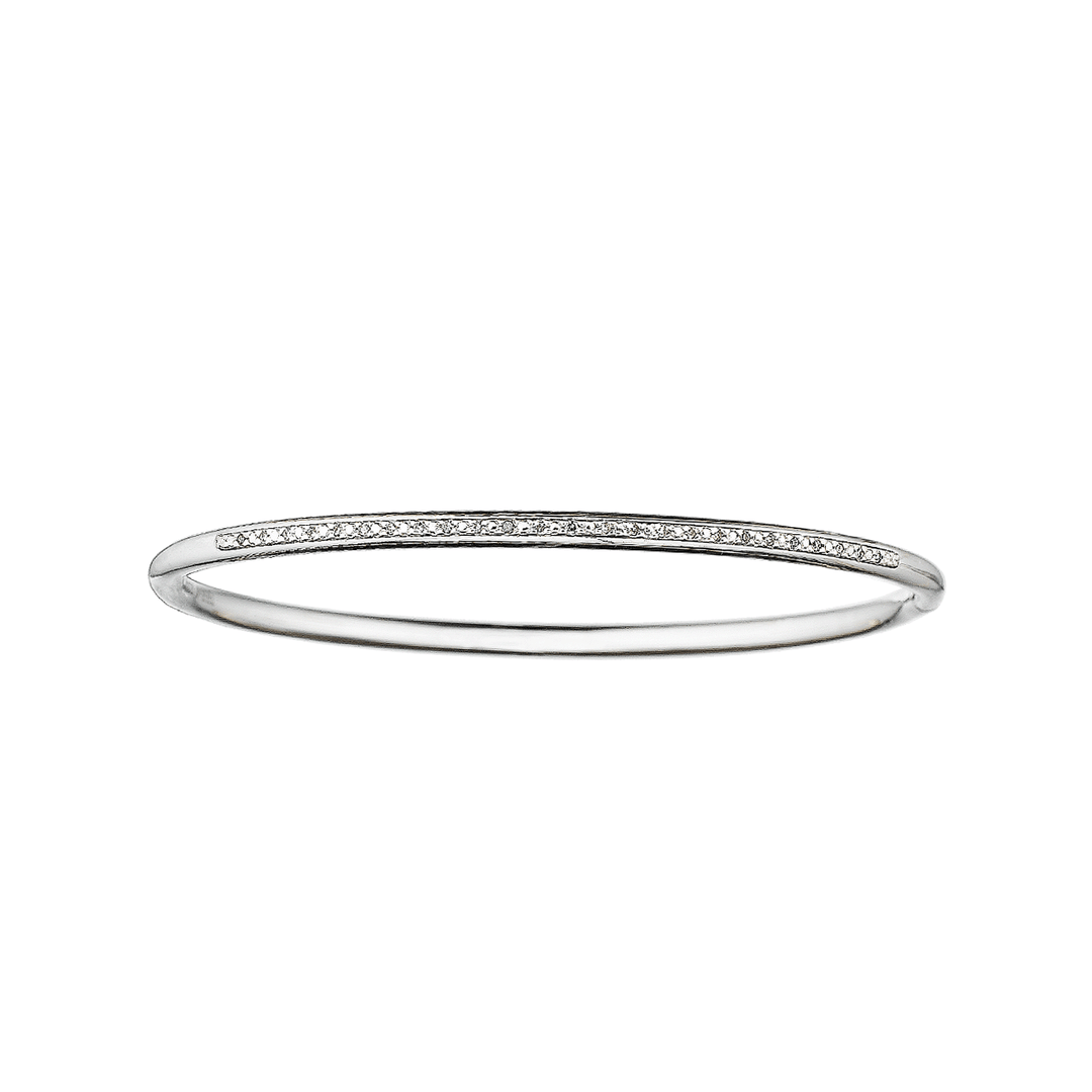 Steel and Sterling Silver Diamond Bangle