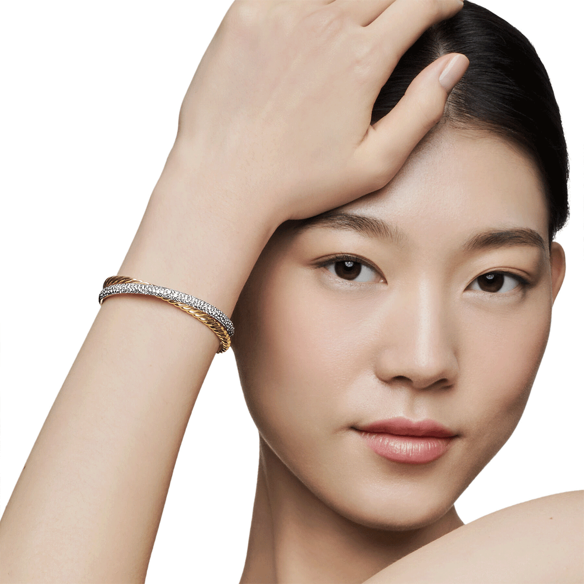 David Yurman Pavé Crossover Two Row Cuff Bracelet  Medium