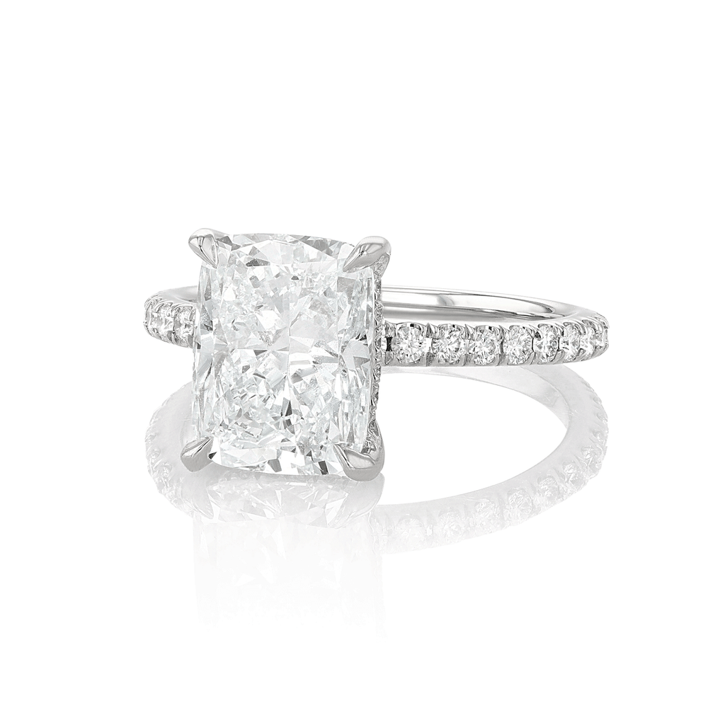 Hamilton Silhouette Collection Platinum and 3.51 Total Weight Cushion Cut Diamond Engagement Ring