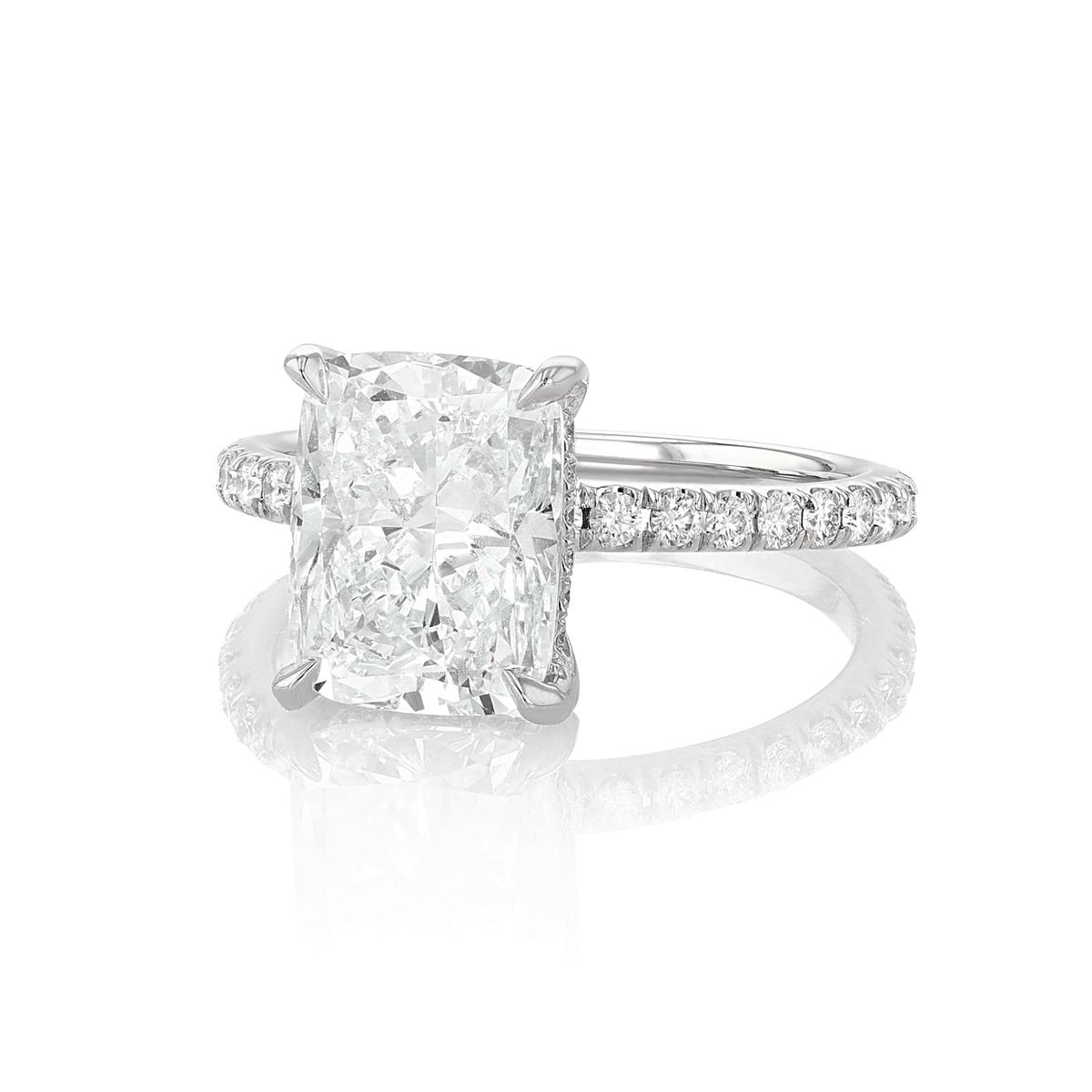 Hamilton Silhouette Collection Platinum and 3.51 Total Weight Cushion Cut Diamond Engagement Ring