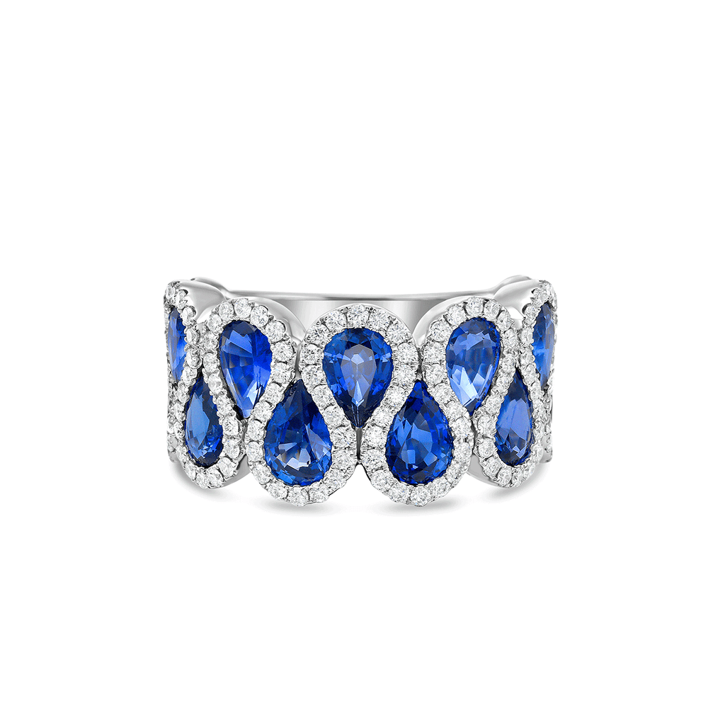 Charles Krypell 18k White Gold and 5.59 Total Weight Sapphire Diamond Ring
