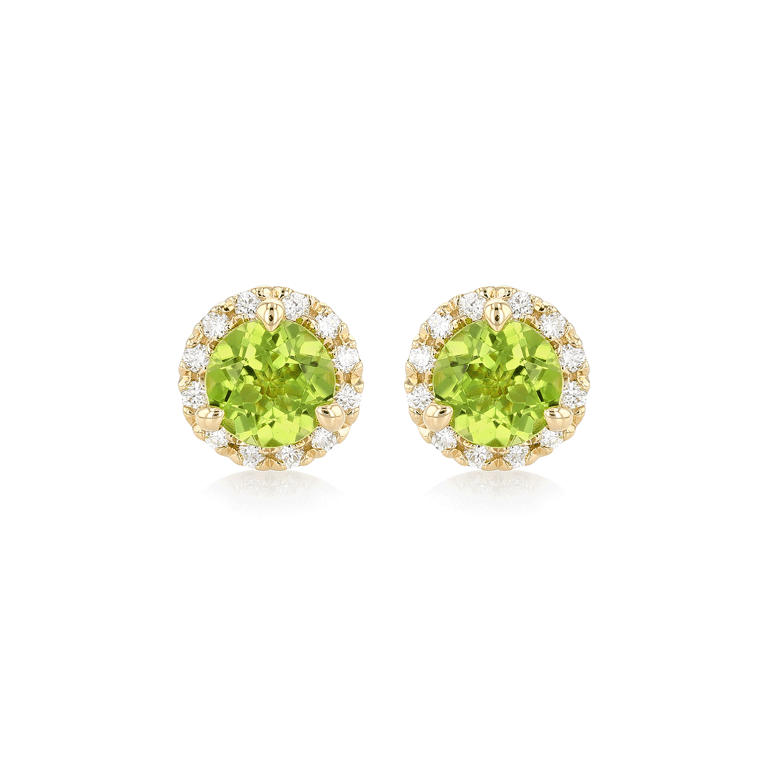 Hamilton Lisette Collection 14k Yellow Gold and 2.50 Total Weight Peridot Diamond Studs