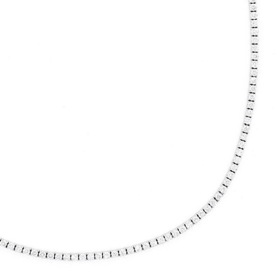 Classic 18k White Gold and 6.55 Total Weight Diamond Line Necklace