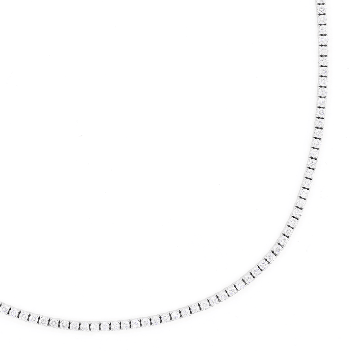 Classic 18k White Gold and 6.55 Total Weight Diamond Line Necklace