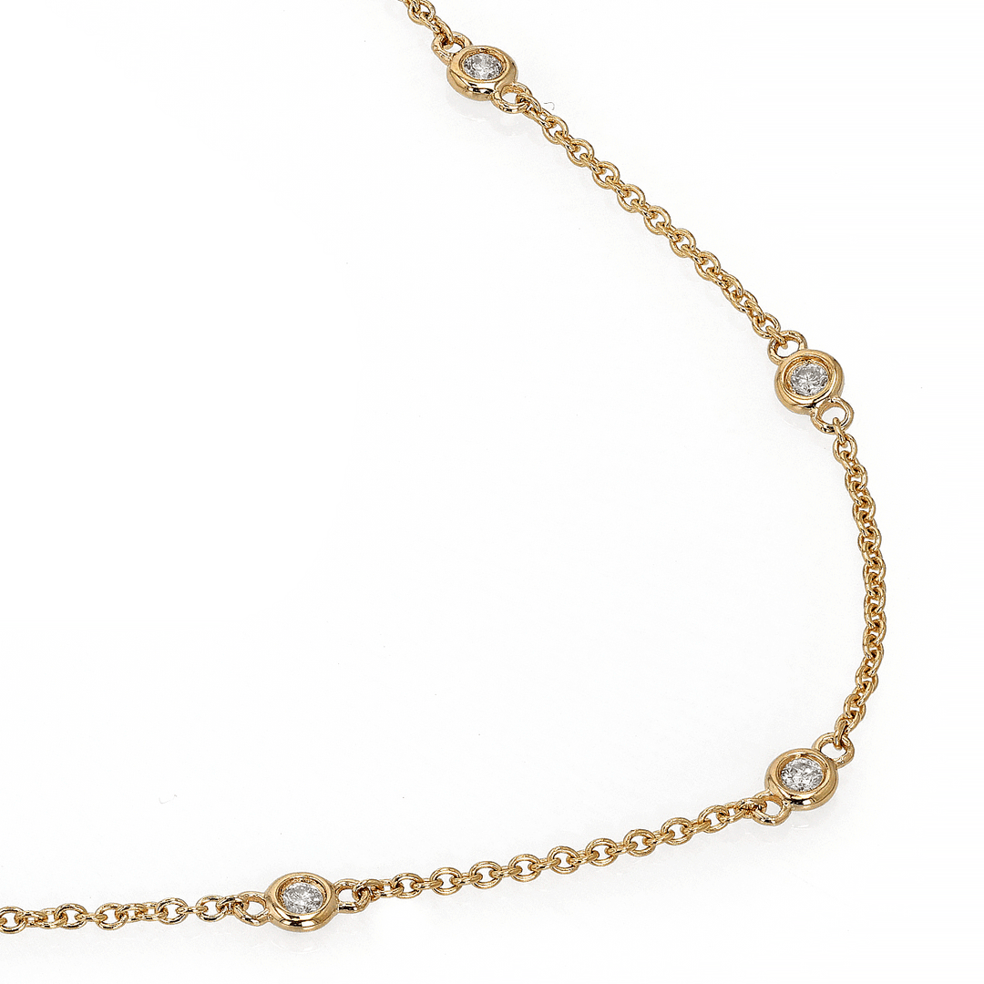14k Yellow Gold Diamonds By The Yard .34 Total Weight Necklace
