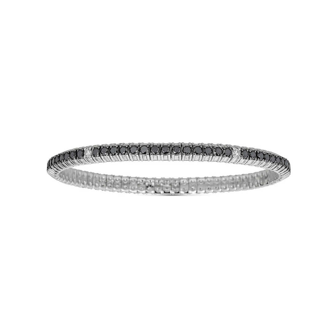 18k Gold Black and White 3.63 Total Weight Diamond Stretch Bracelet