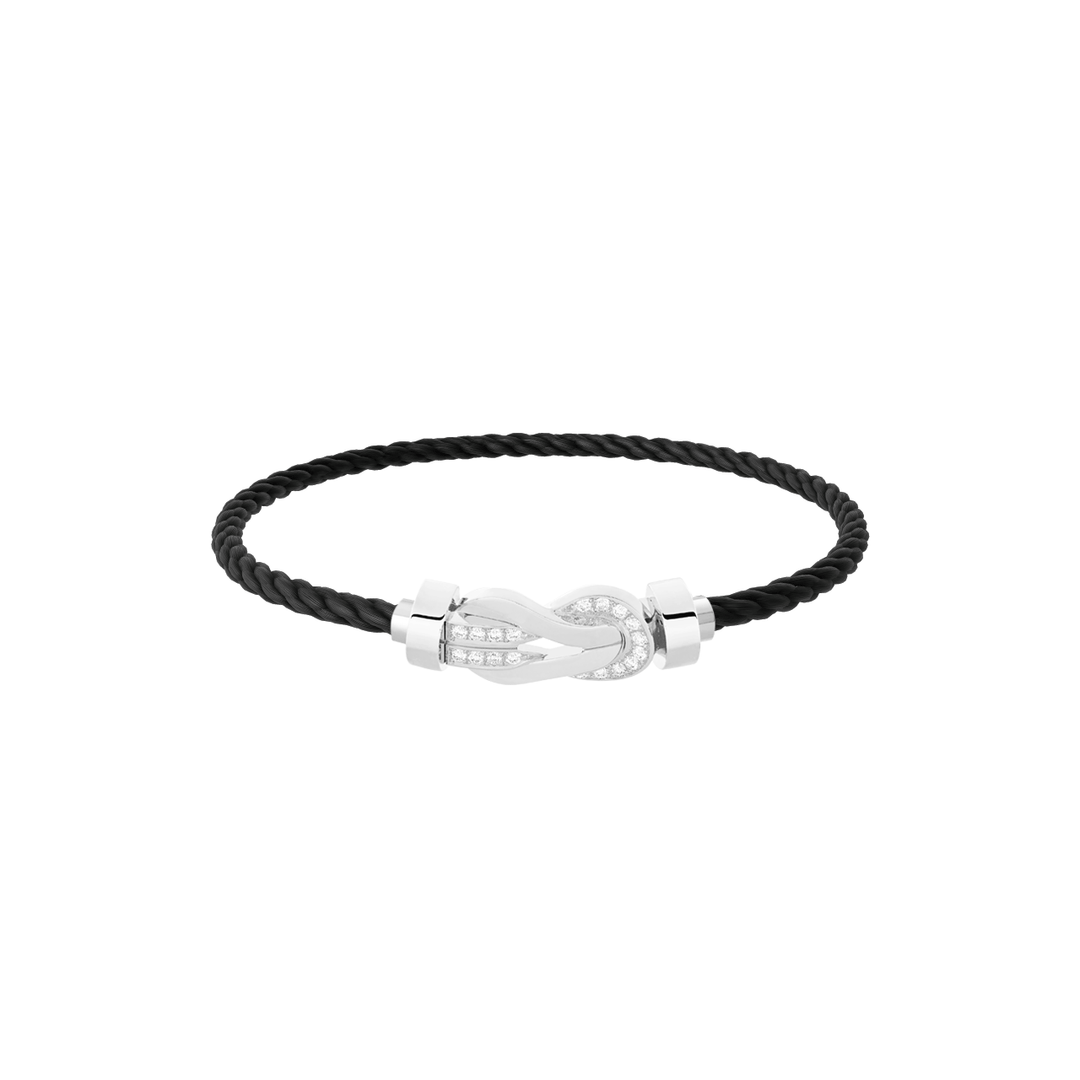 FRED Black PVD Cord 18k White Gold MD Half Diamond Chance Infinie Buckle, Exclusively at Hamilton Jewelers