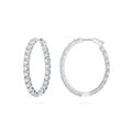 18k White Gold 1.5 Inch 6.60 Total Weight Diamond In Out Oval Hoops