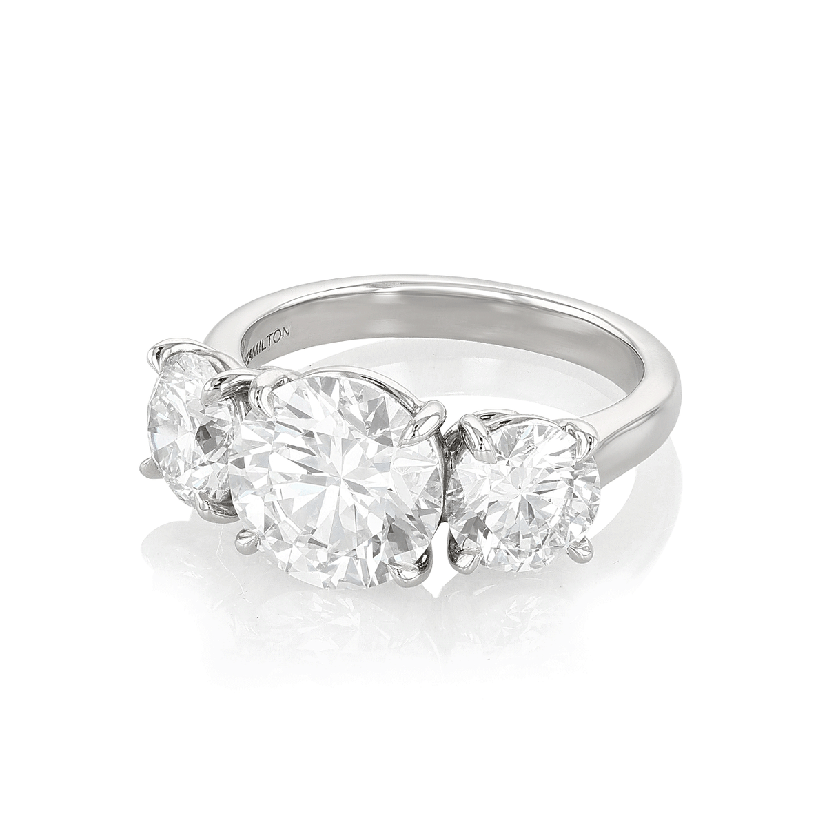 Platinum and 3.20 Total Weight Diamond Three Stone Ring