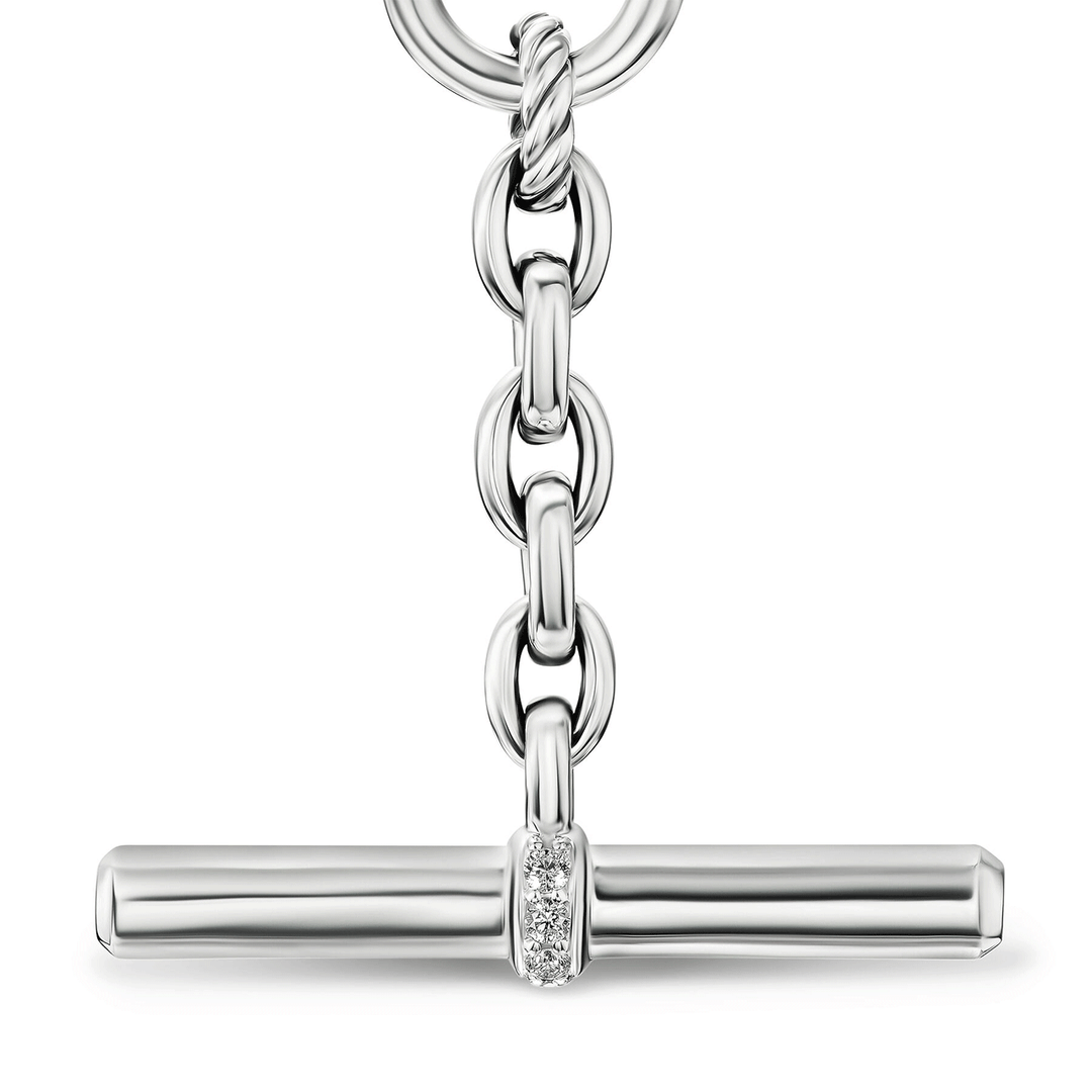 David Yurman DY Mercer® Petite Toggle Chain Necklace Sterling Silver with Diamonds, 4.5mm